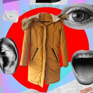 Sam Edelman Mustard Parka Coat w/ Faux Fur Hood (XXS)